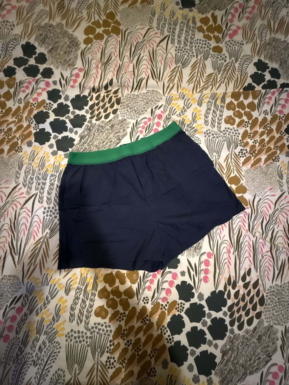 By Anthropologie Navy and Green Elastic Waist Boxer Shorts